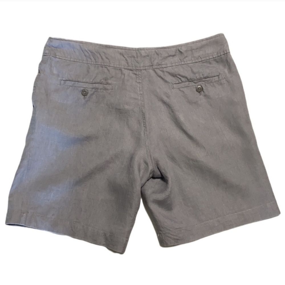 JNY Gray Linen Zip Fly Drawstring Shorts Pockets Women Size 10 - Picture 2 of 13